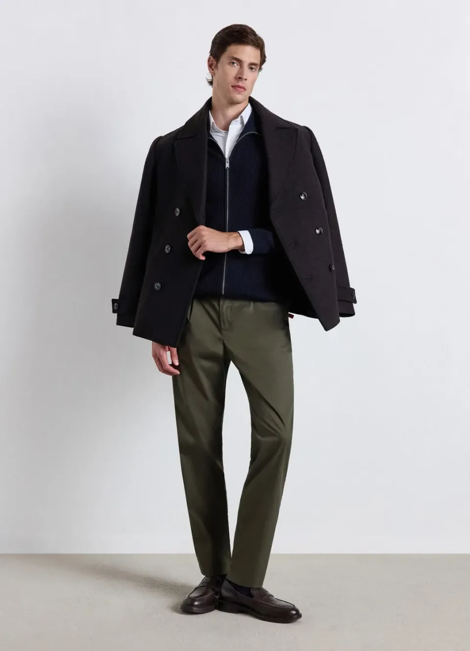 Calliope cardigan zippé homme col montant côtelé