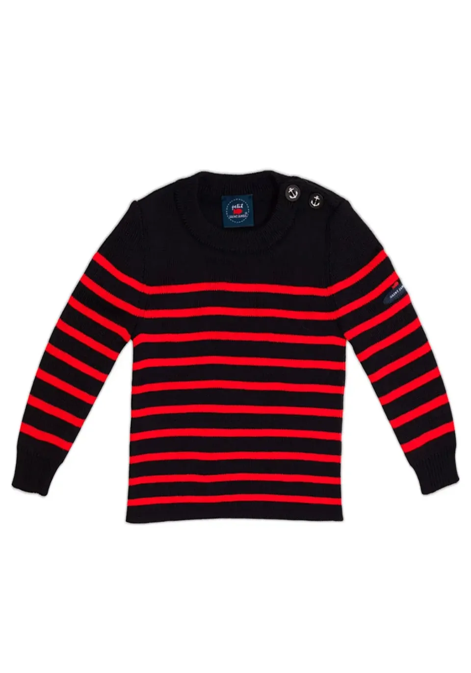 Saint James Moussaillon pull marin bébé navy/rouge laine