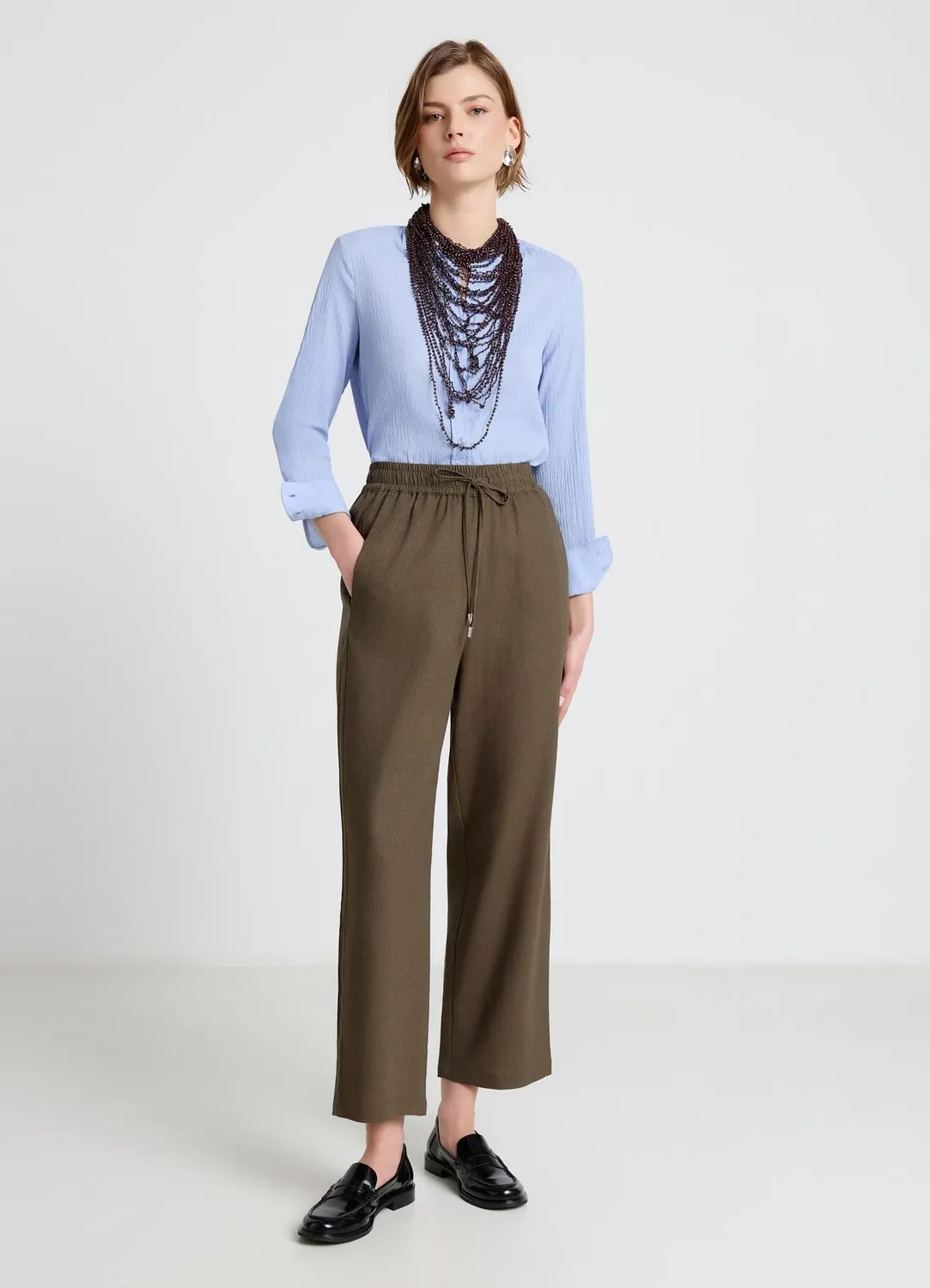 Calliope pantalon jogger lin large taille haute femme