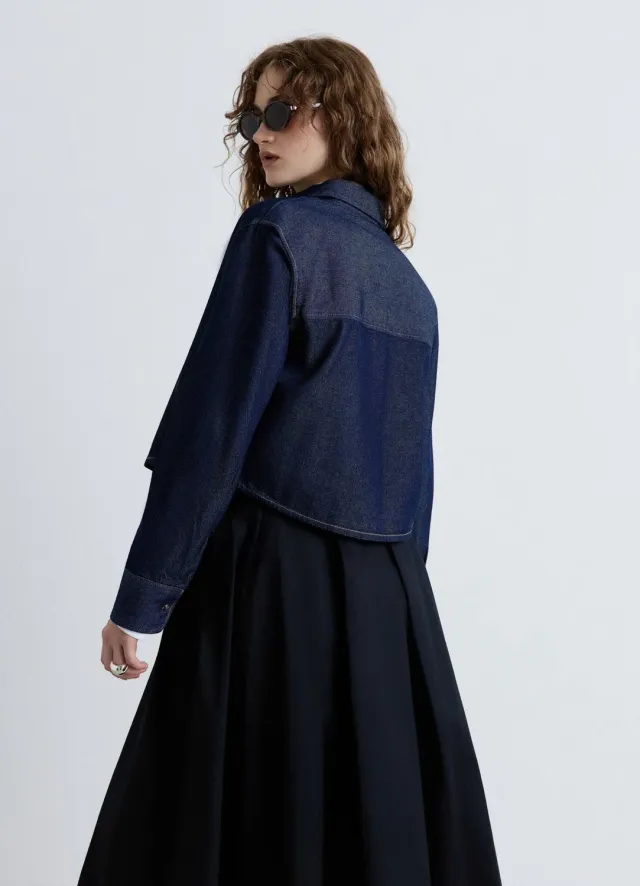 Calliope chemise crop denim femme unie