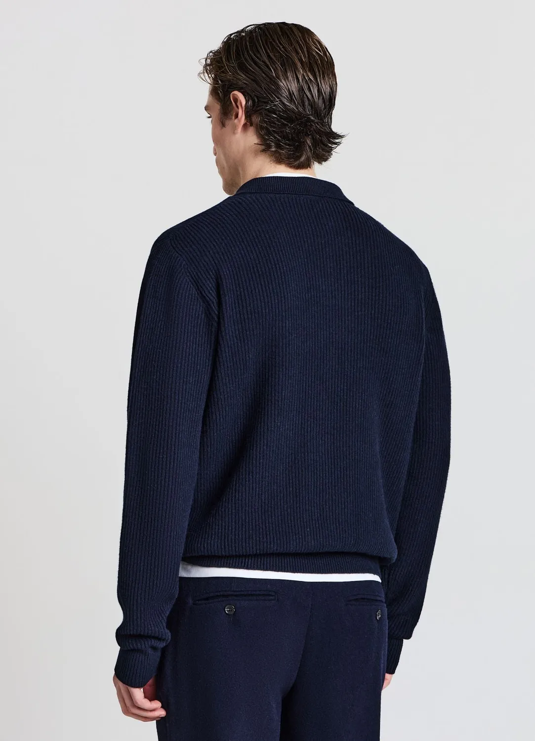 Calliope maille côtelée col polo pull homme taille L uni