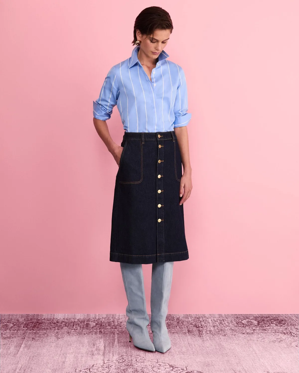 Sportscraft Peyton Denim jupe midi indigo