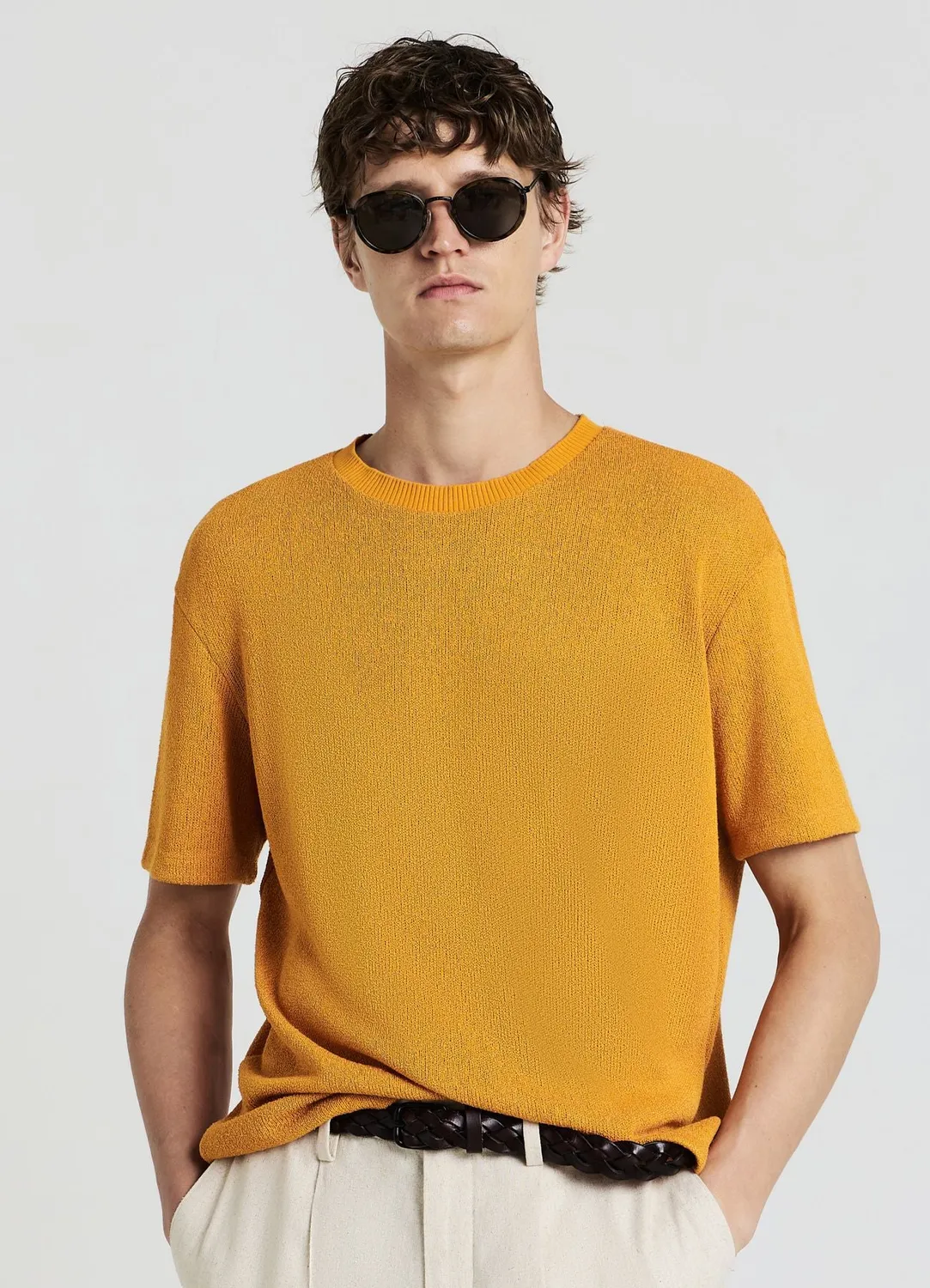 Calliope T-shirt homme texturé col rond coton
