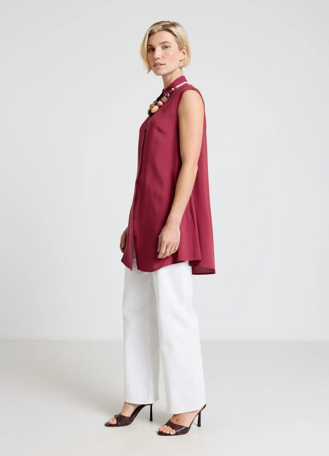 Calliope chemise longue sans manches femme unie