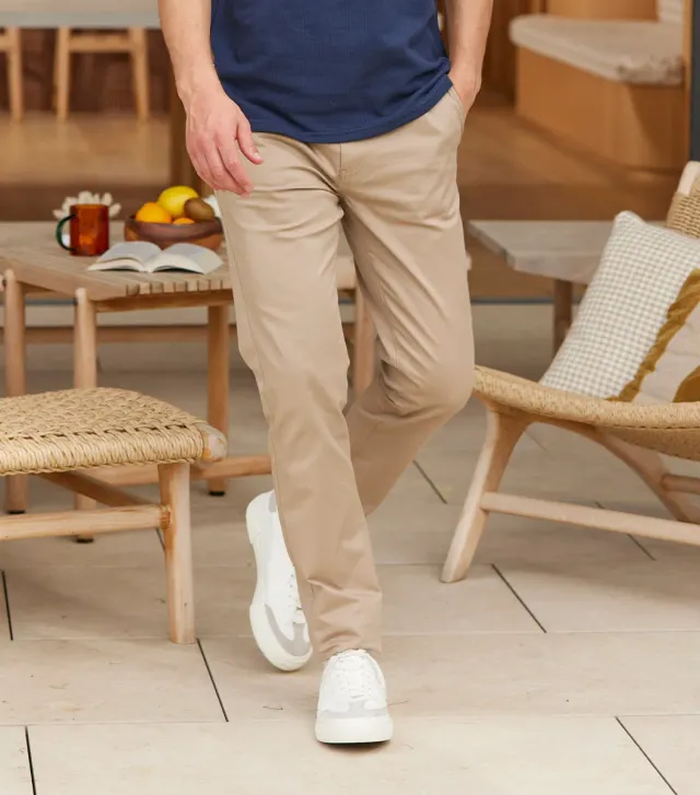 Cocorico pantalon chino homme beige semi-slim coton