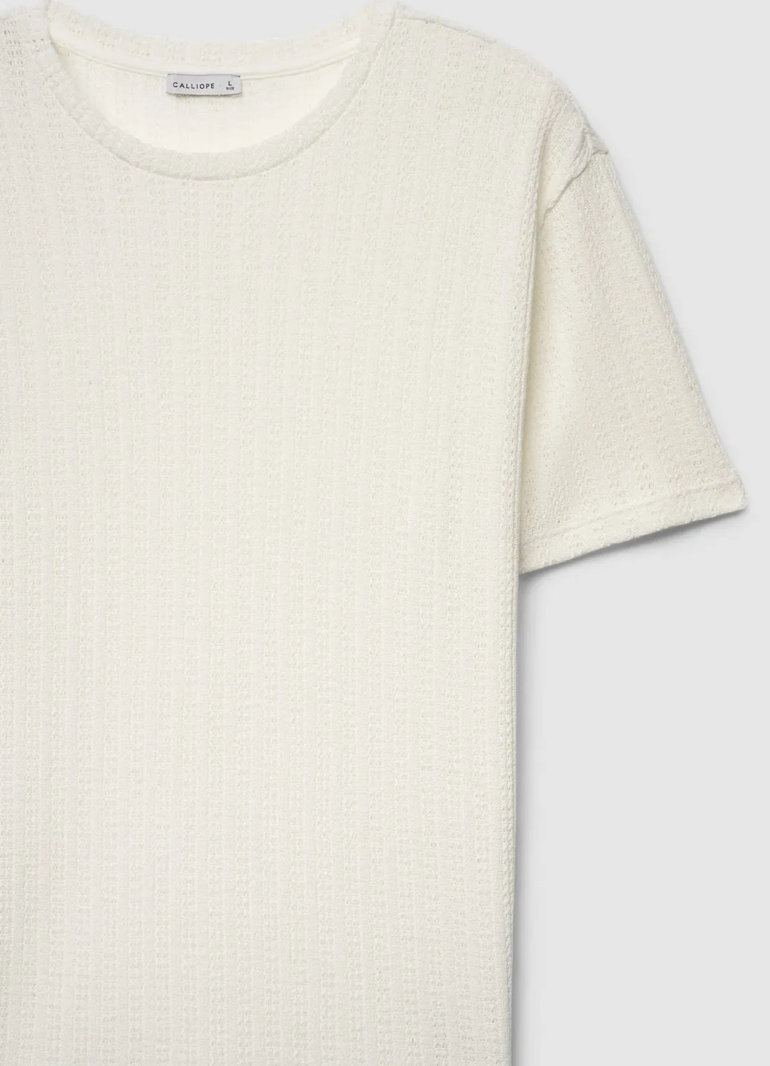 Calliope t-shirt côte ajourée homme col rond coton L