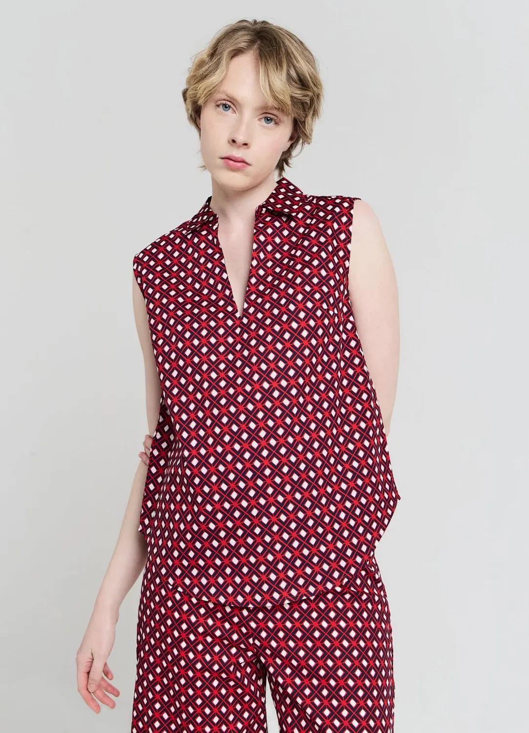 Calliope top col chemise motifs coton femme