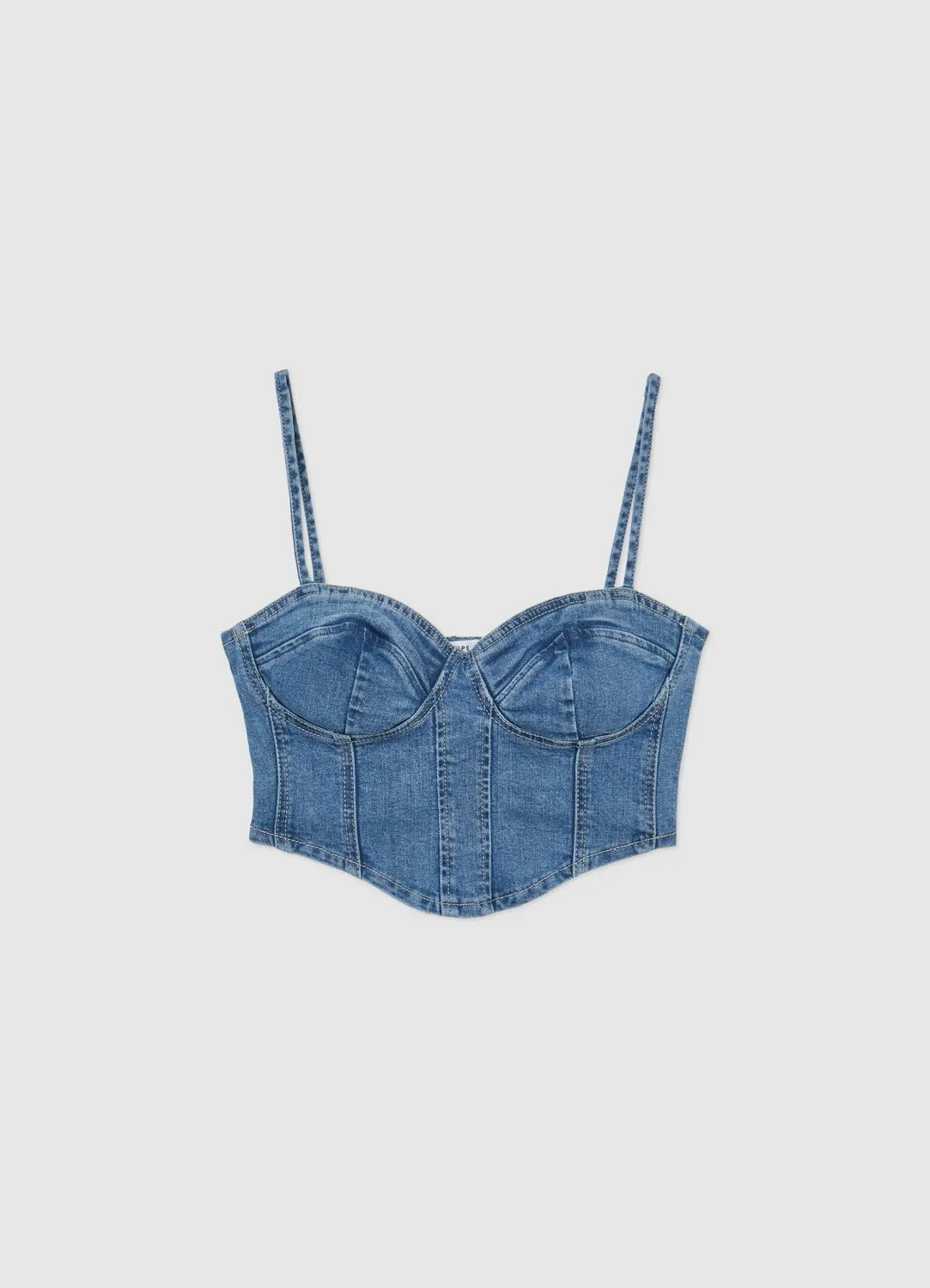 Calliope top crop denim femme bretelles fines