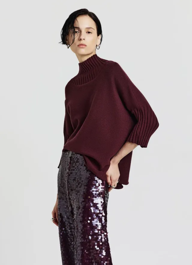 Calliope pull femme col bateau manches 3/4 côtelé