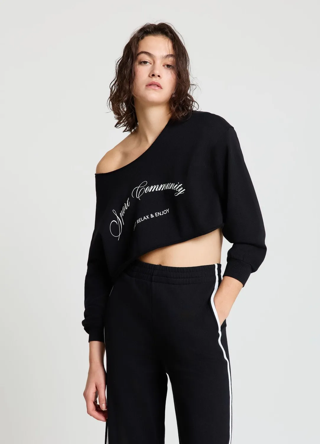 Calliope crop sweat inscription col rond