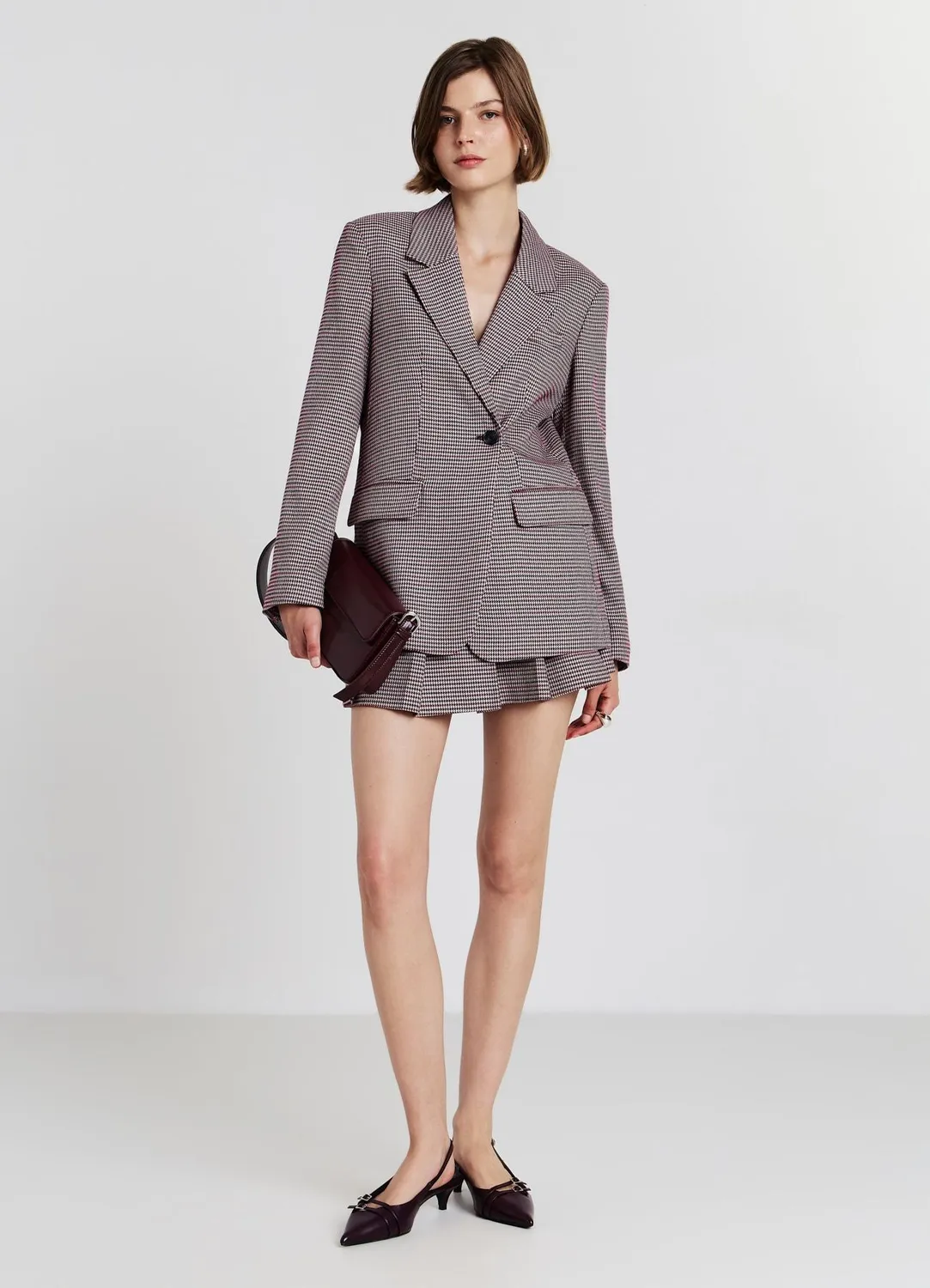 Calliope blazer pied-de-poule femme monobouton