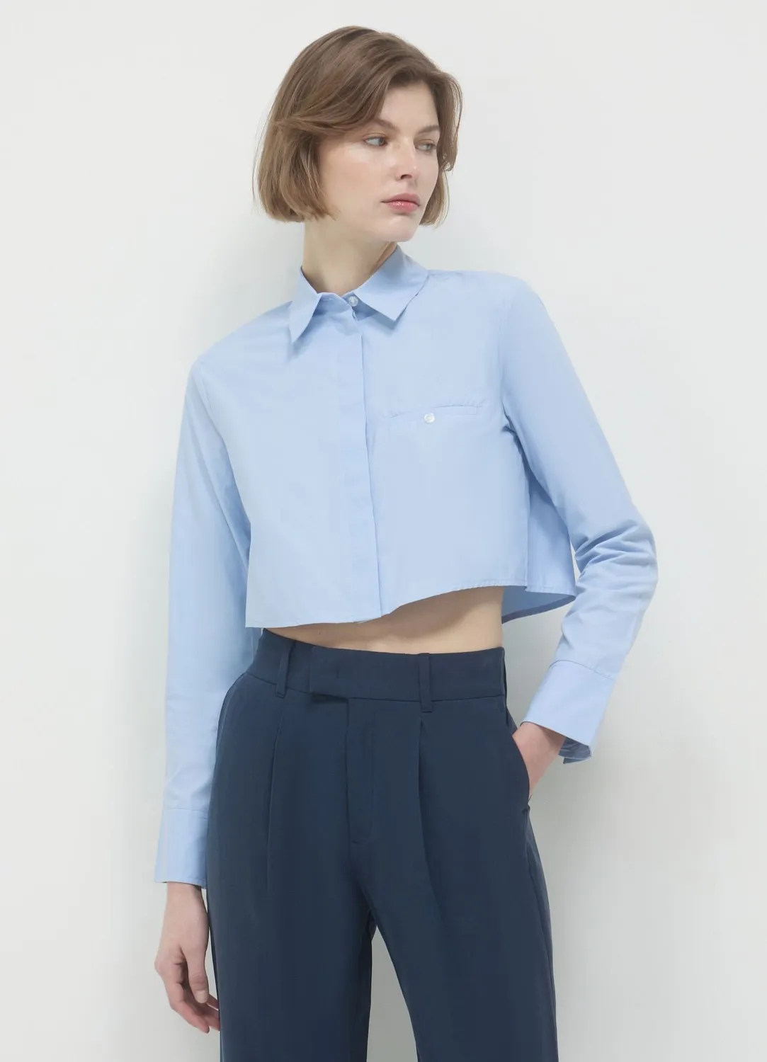 Calliope chemise crop unie femme manches longues