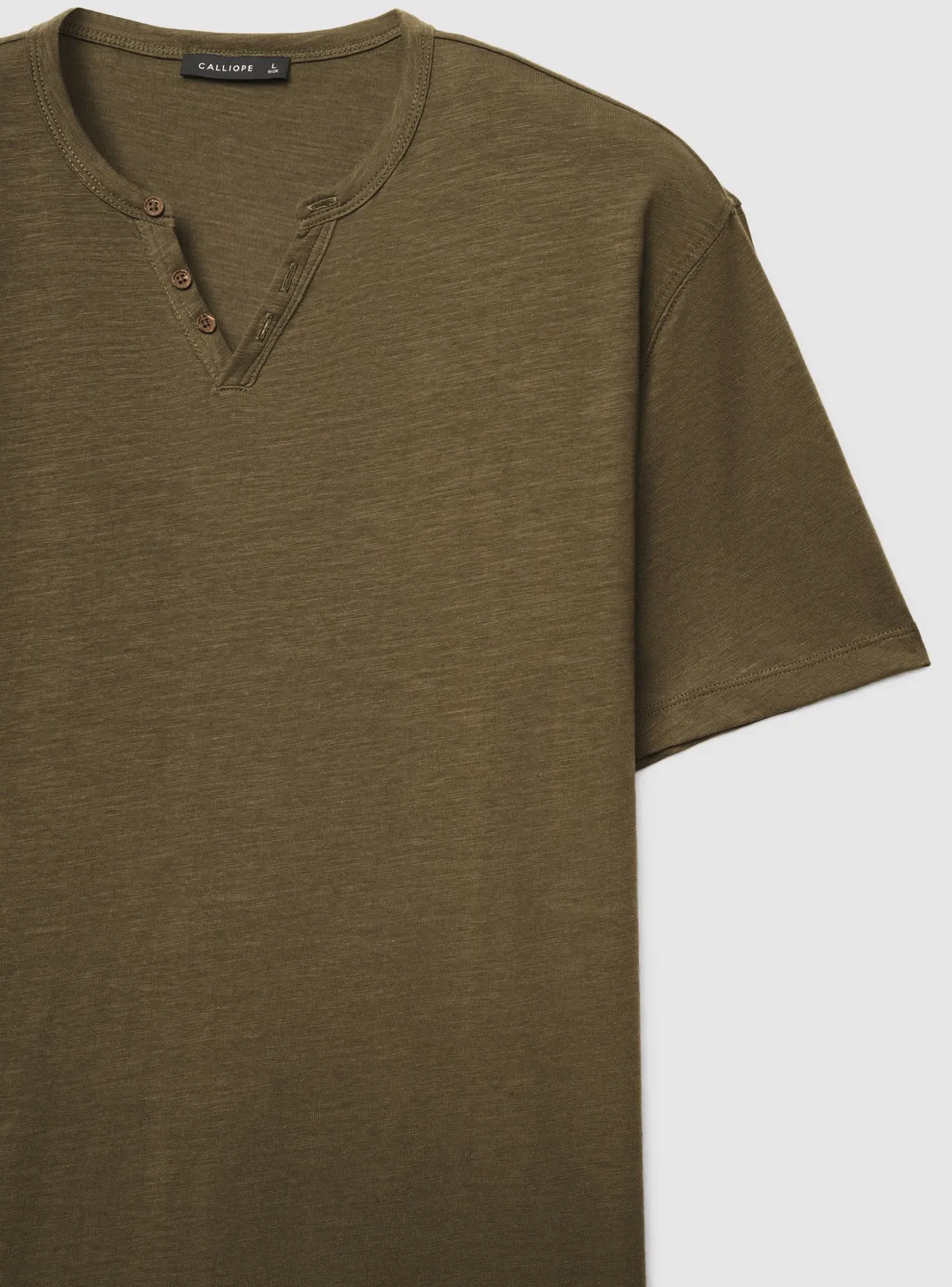 Calliope t-shirt homme henley uni effet flammé