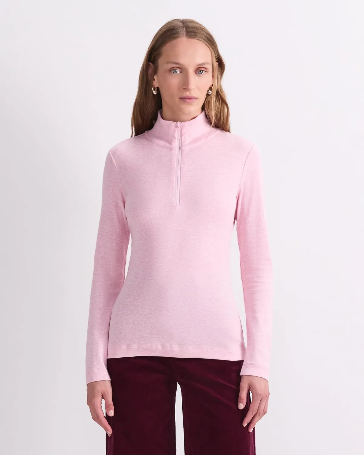 Sportscraft Lucy Zip Funnel Neck tee coton col zippé