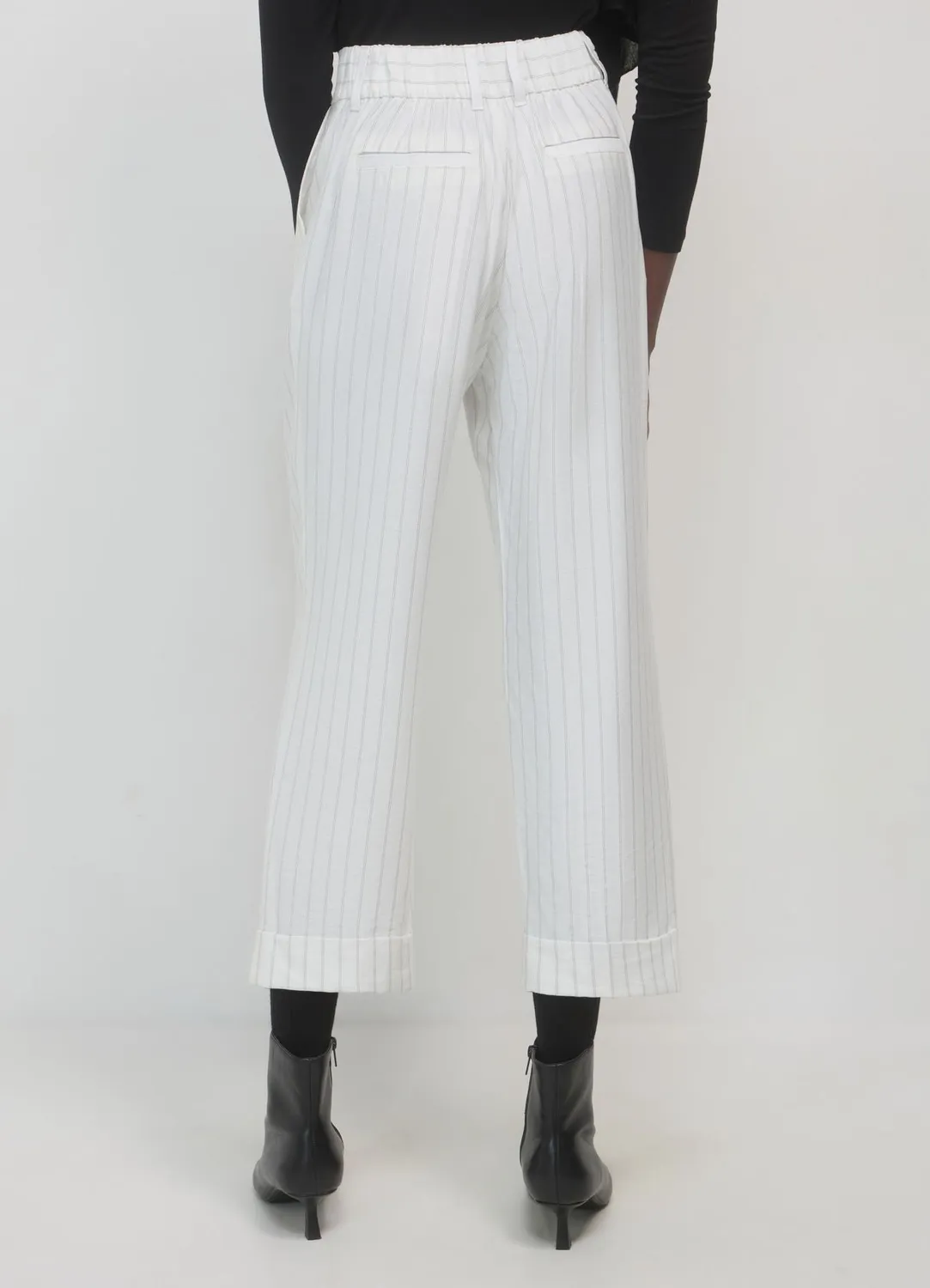 Calliope pantalon femme classique rayé à revers