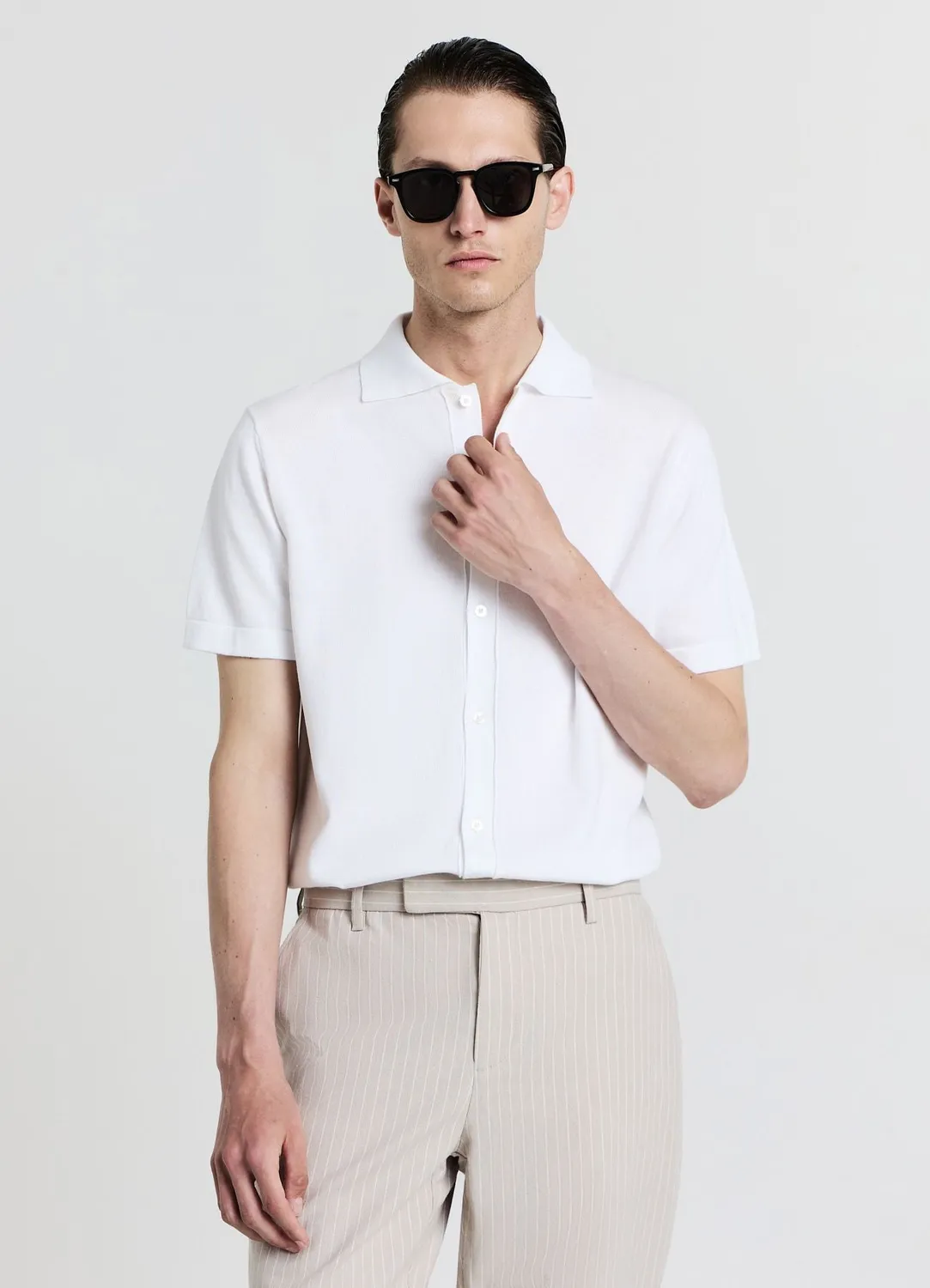 Calliope chemise bowling maille coton homme manches courtes