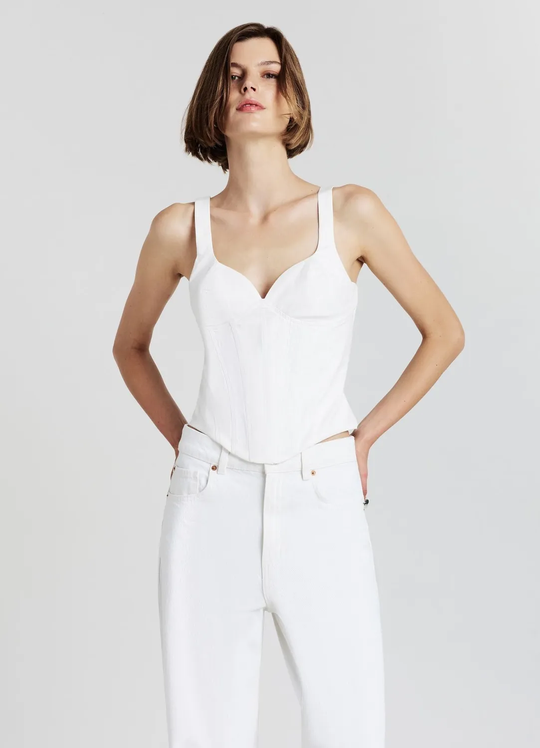 Calliope top bustier femme à baleines uni