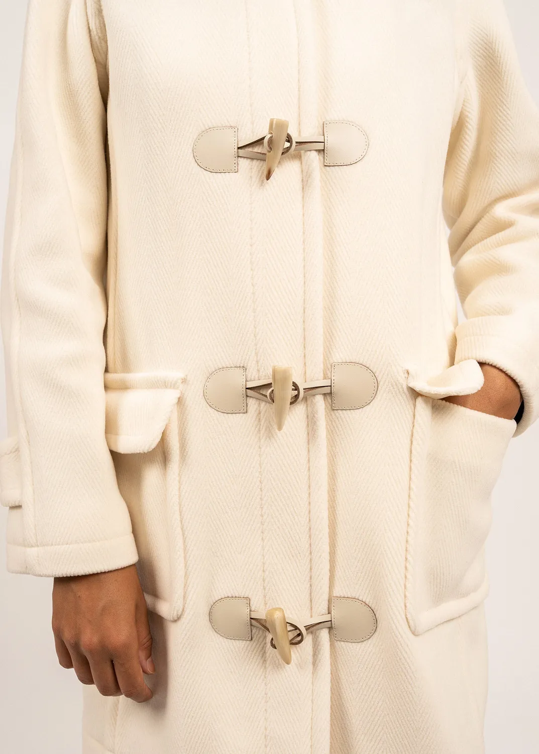 Saint James Vénus duffle-coat blanc d'hiver chevrons