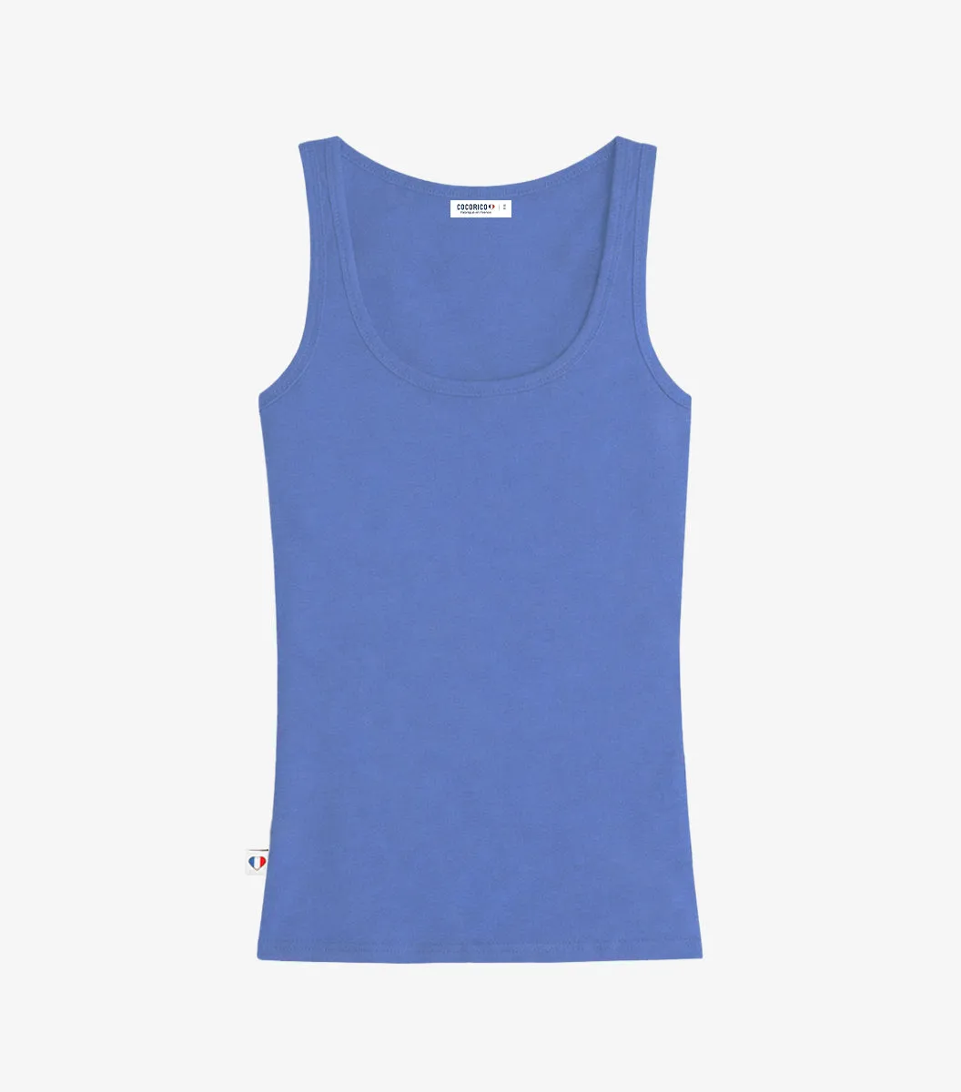 Cocorico Intemporel débardeur femme bleu riviera coton