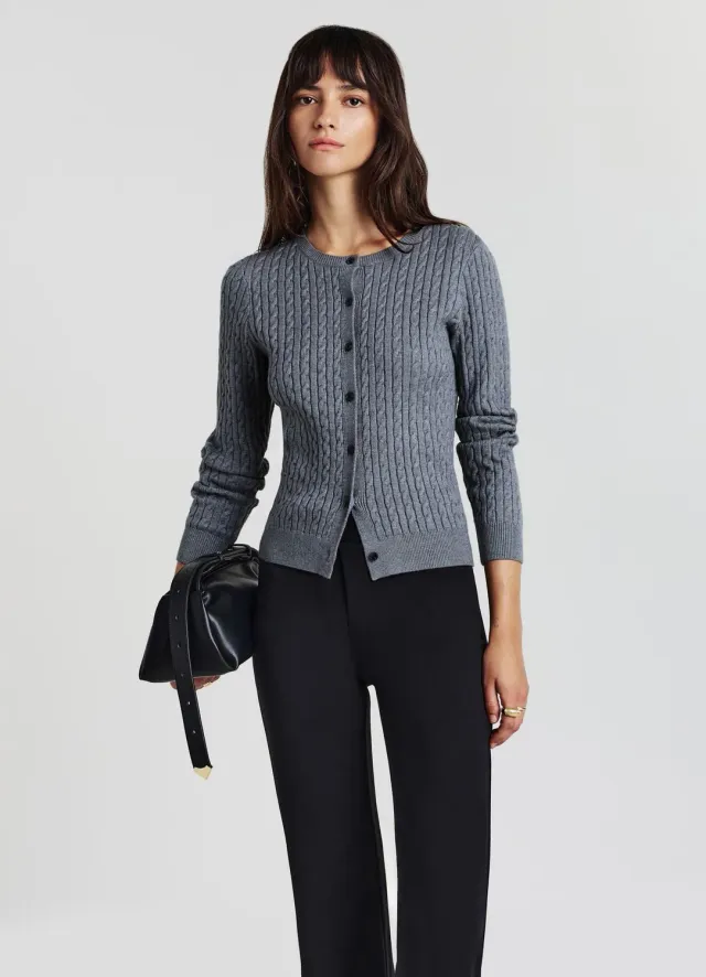 Calliope cardigan torsades femme col rond boutons