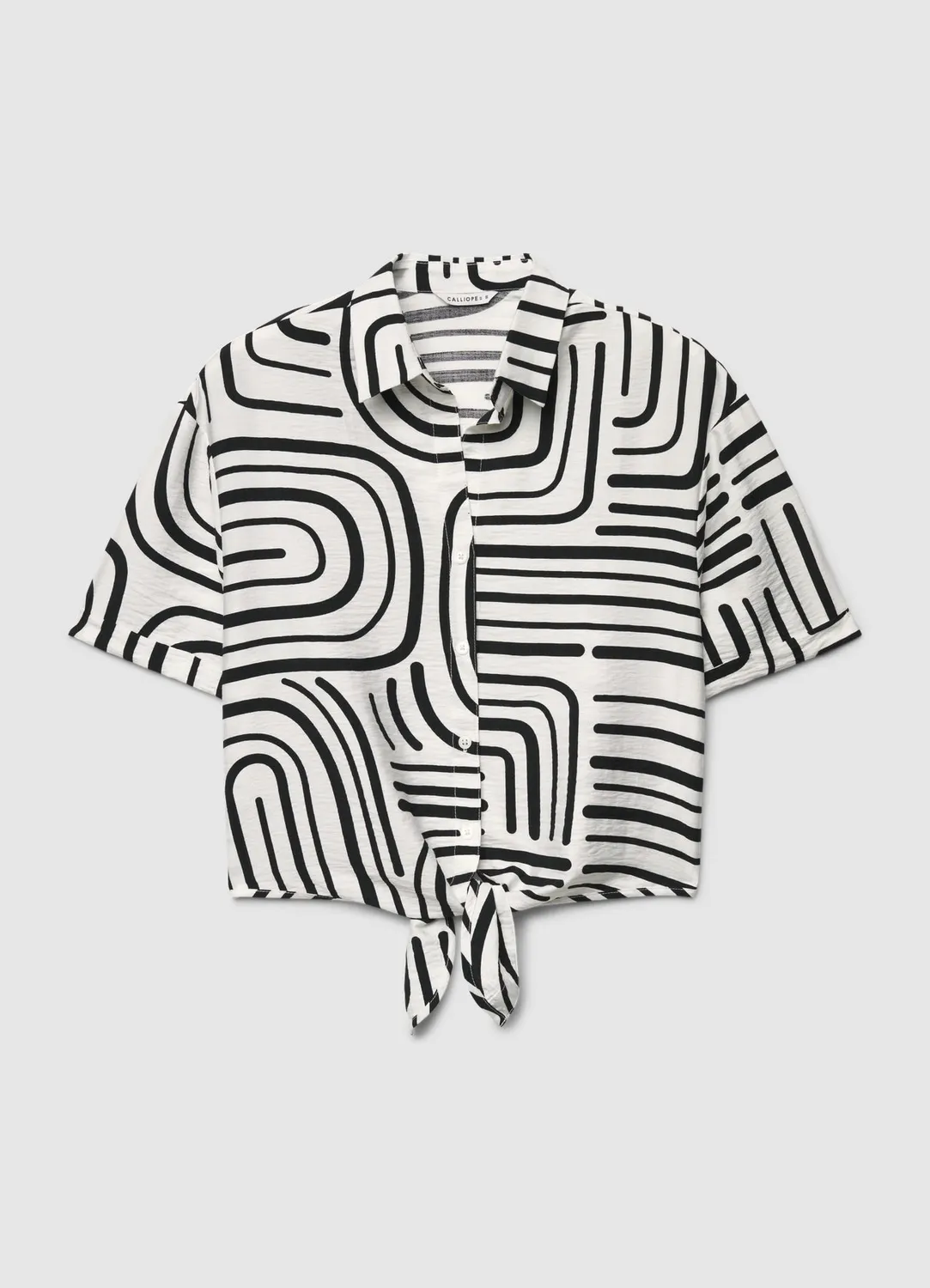 Calliope chemise nouée imprimé graphique femme manches courtes