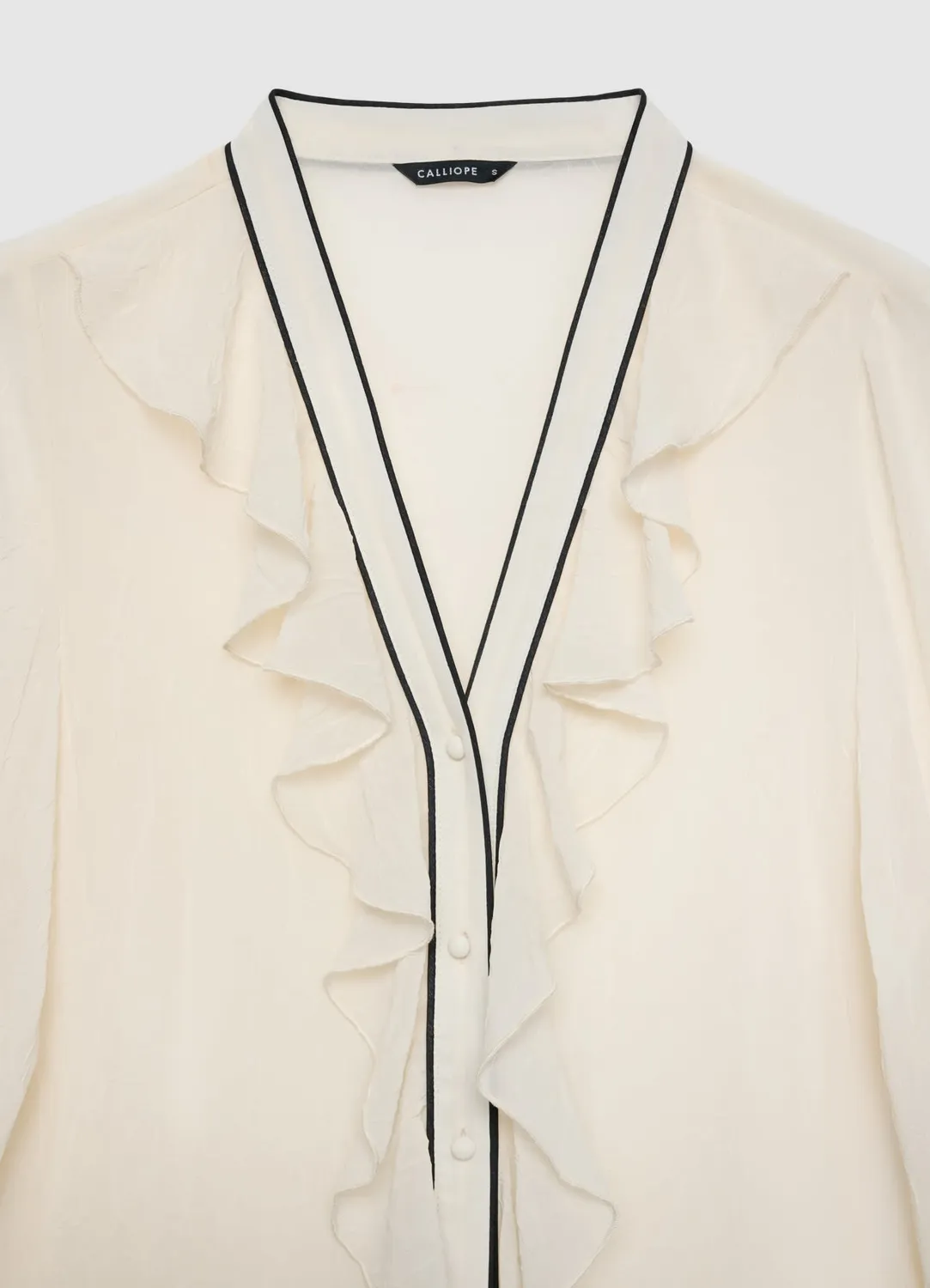 Calliope chemise volants femme col V contrasté
