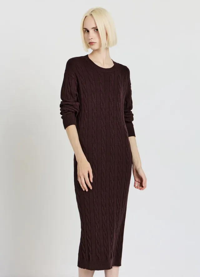 Calliope robe longue torsades col rond femme