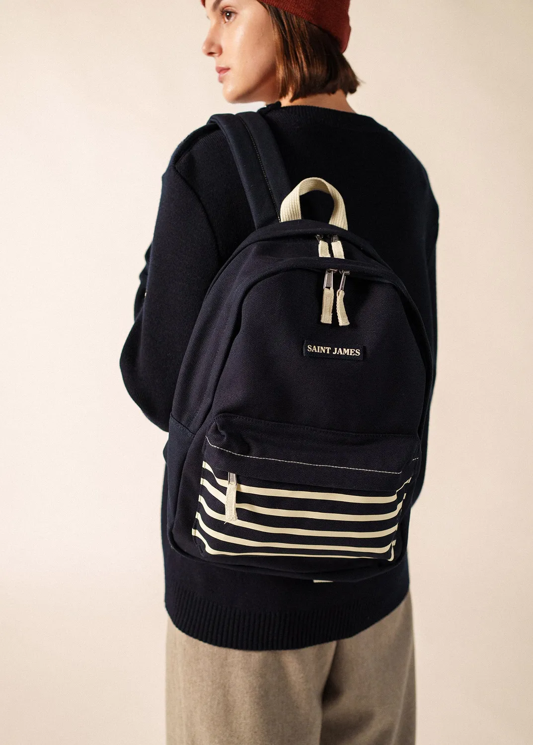 Saint James sac à dos navy canvas coton