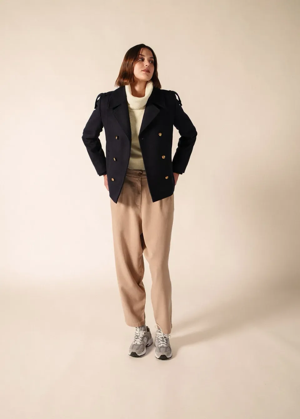 Saint James Ste Berthille manteau navy laine T36-T52