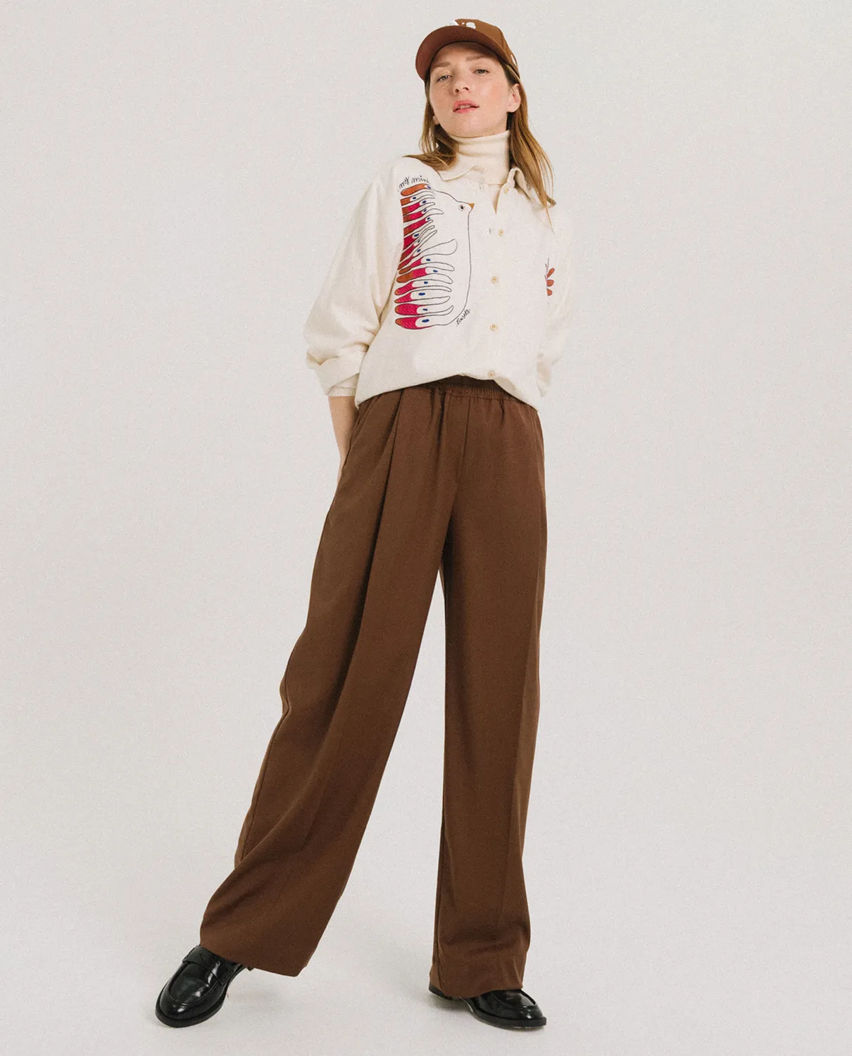Tinsels Faune chemise Ecru flanelle brodée