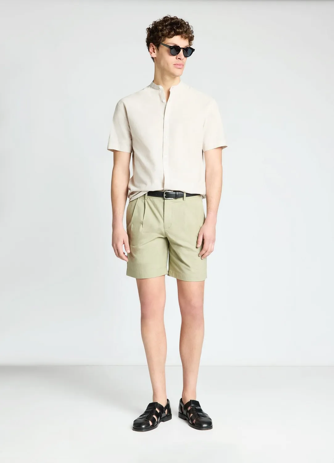 Calliope chemise col mao homme lin manches courtes