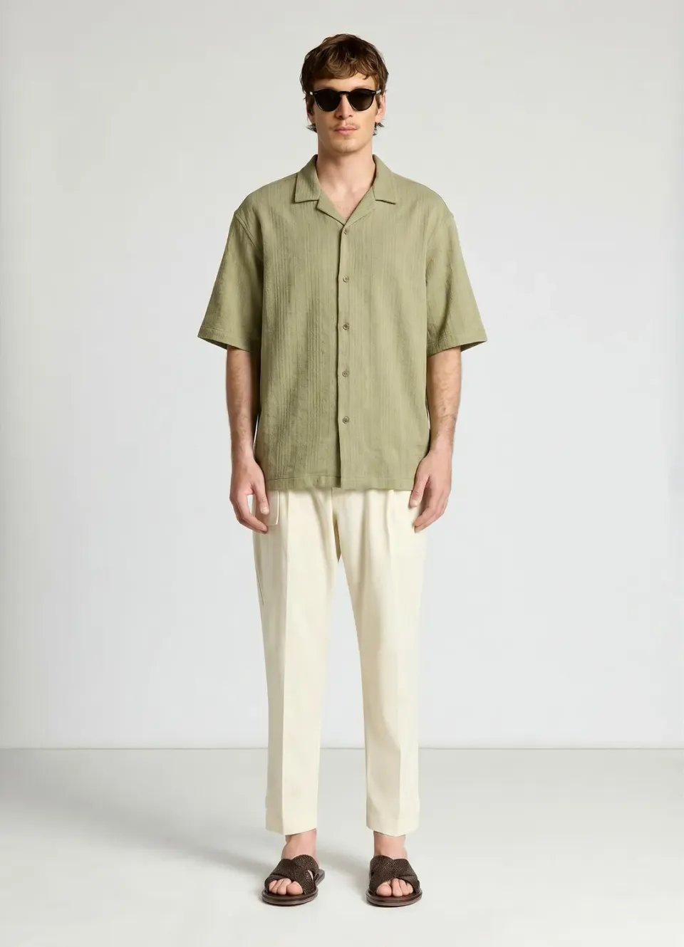 Calliope chemise bowling jacquard rayures homme manches courtes