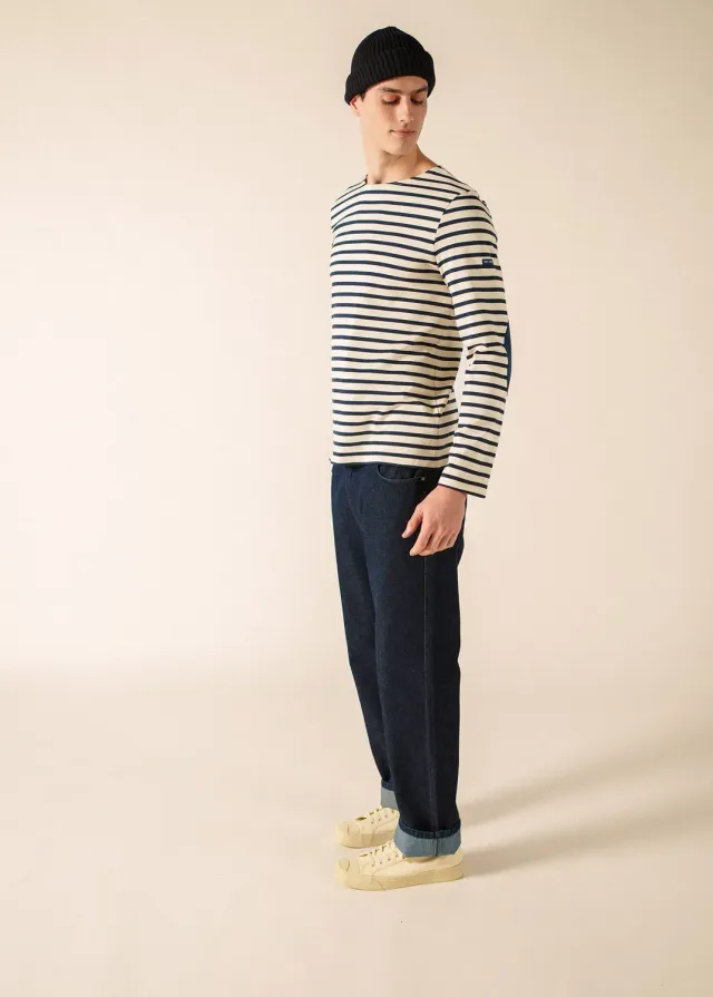 Saint James Méridien marinière écru marine coton lourd