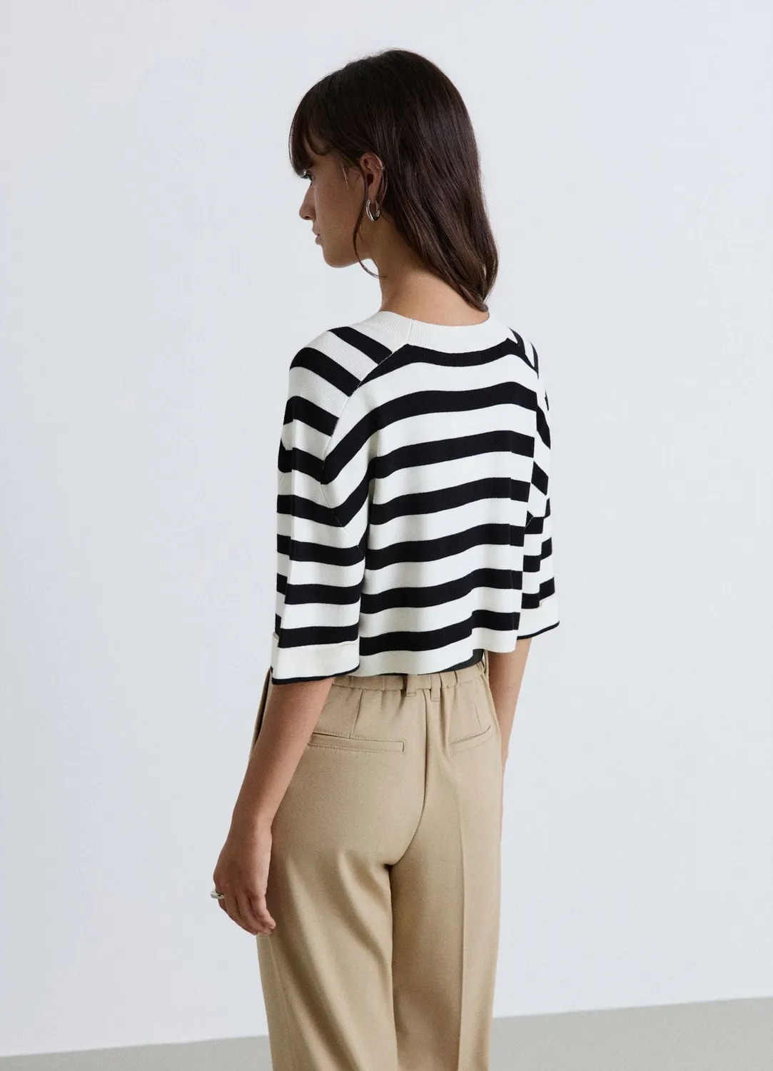 Calliope over crop pull femme rayé manches 3/4