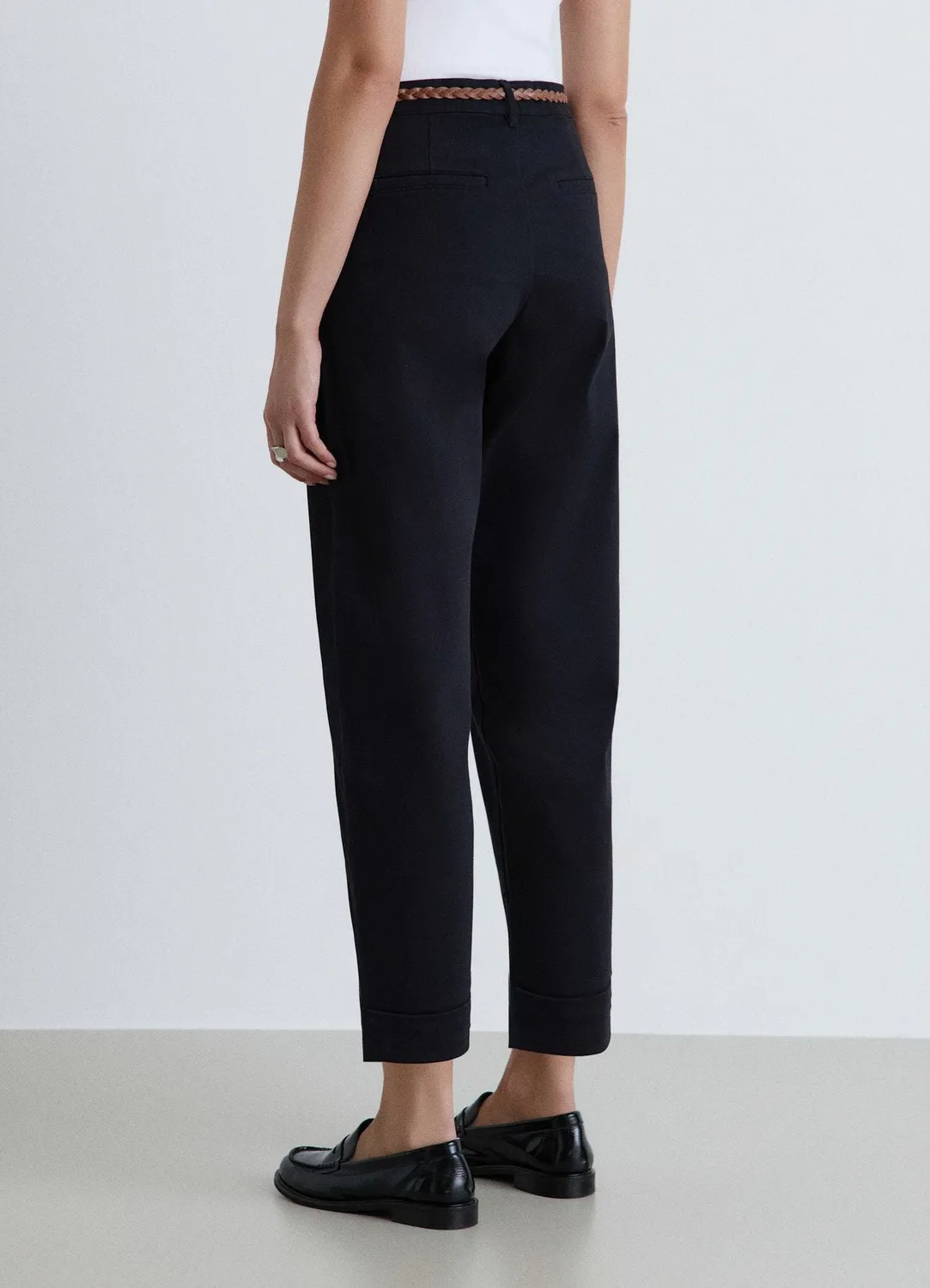 Calliope pantalon chino femme ceinture tressée