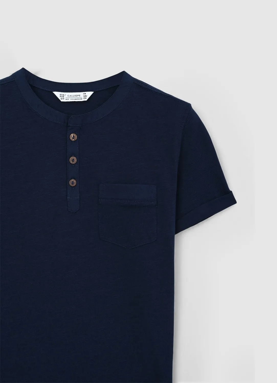 Calliope t-shirt henley garçon coton uni