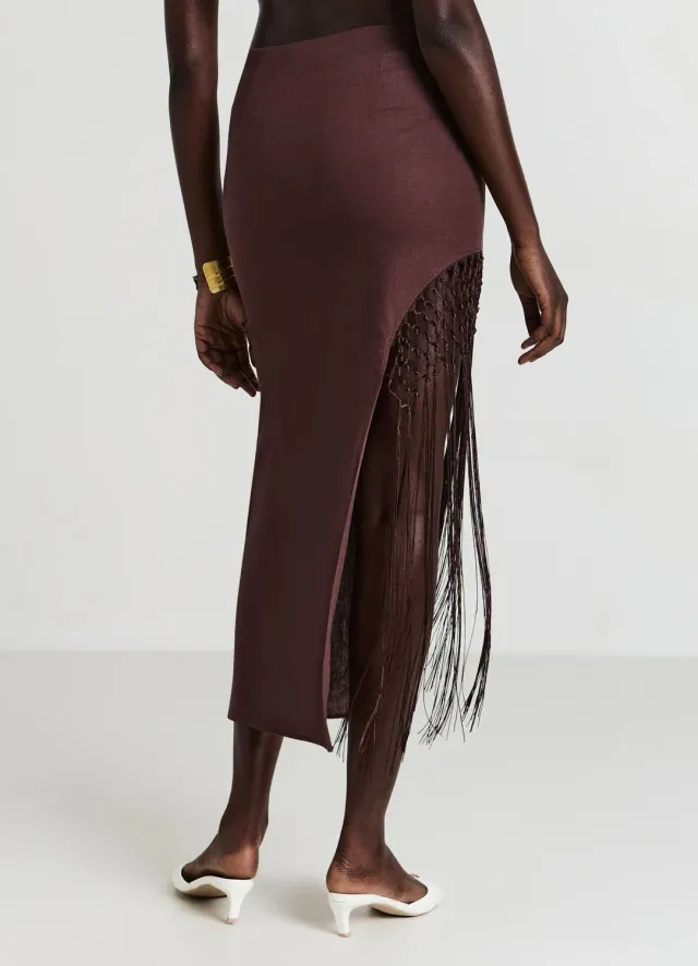 Calliope jupe longue femme lin fente franges