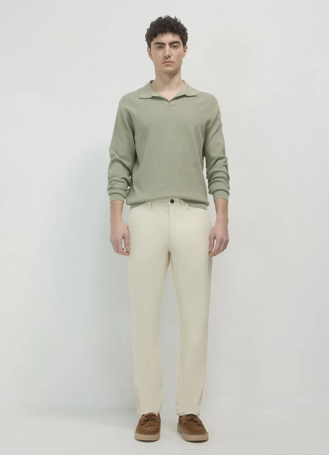 Calliope pull col chemise homme coton uni