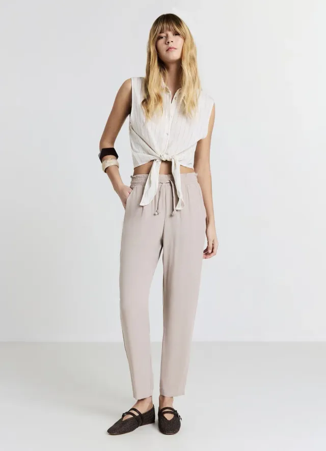 Calliope uni pantalon long femme XS à 4XL cordon