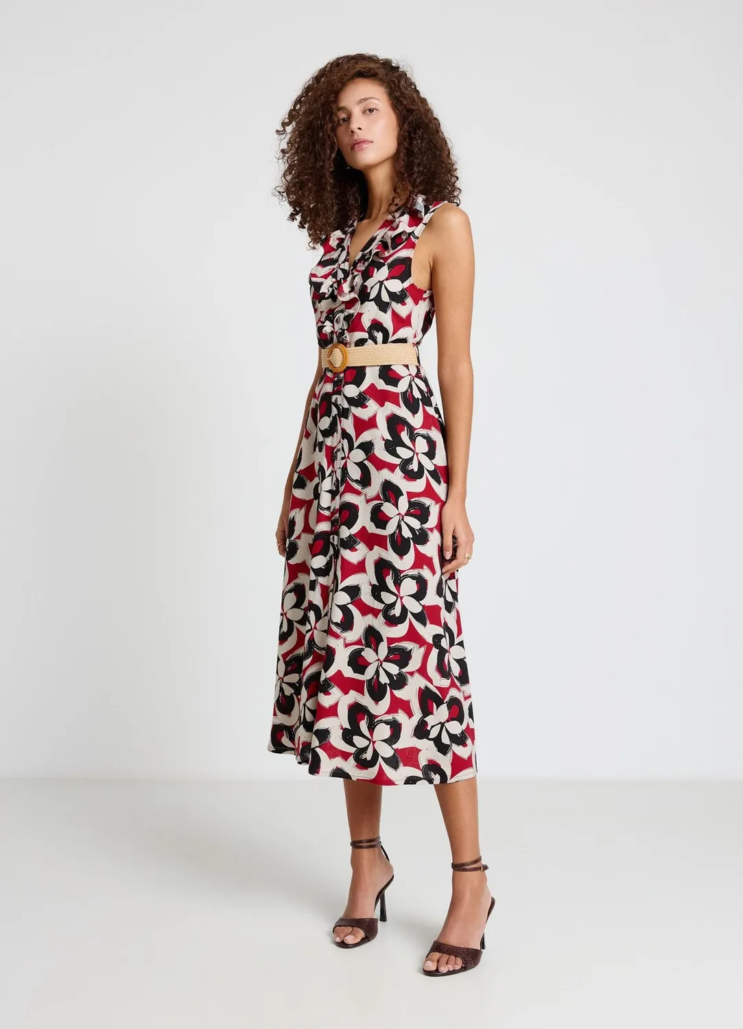 Calliope robe chemisier fleurie femme volants ceinture