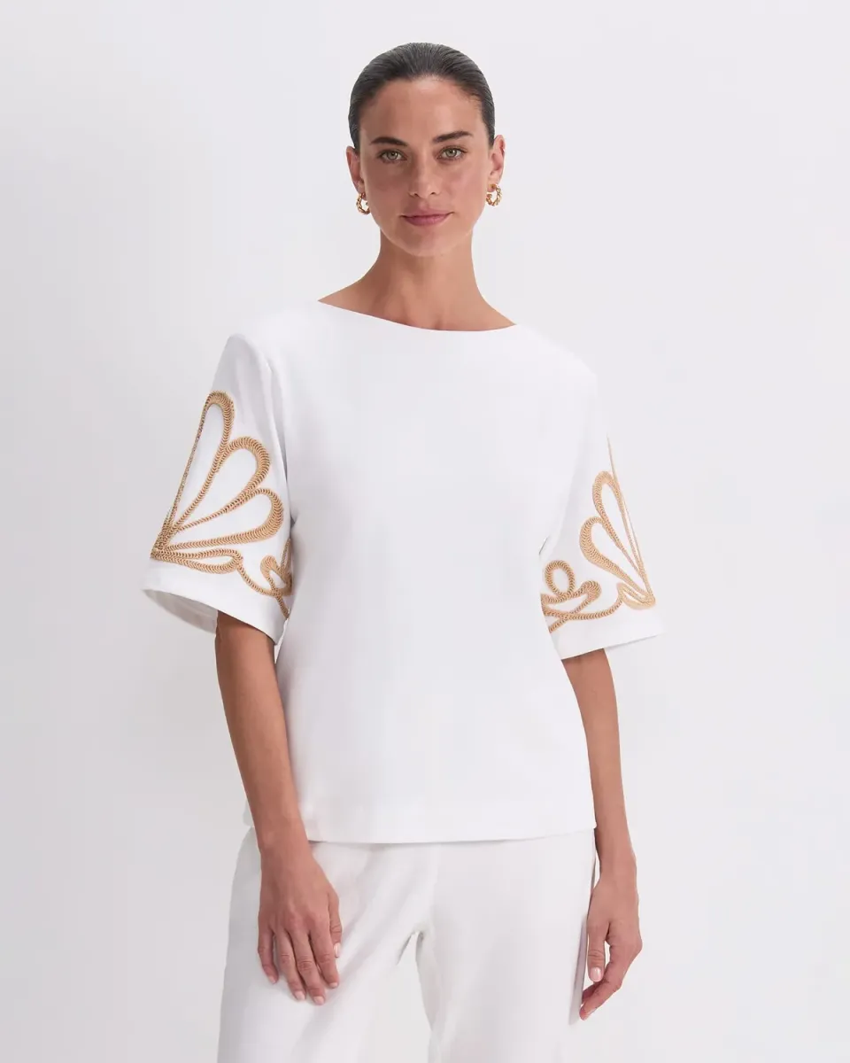 Sportscraft Eliza Embroidery Top top coton brodé