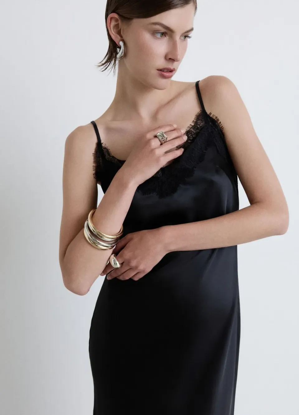 Calliope robe nuisette asymétrique dentelle femme