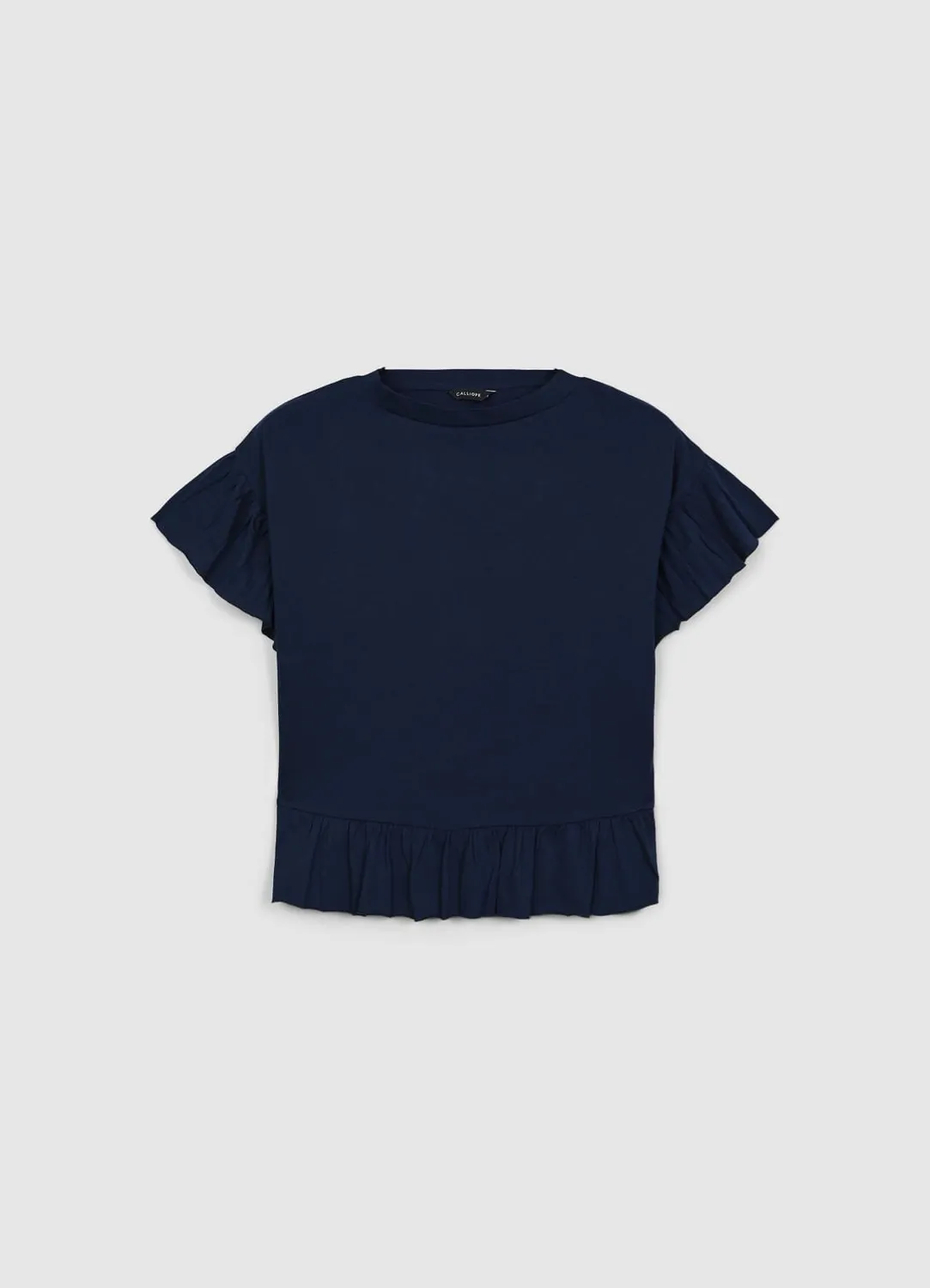 Calliope t-shirt volants femme coton uni col rond
