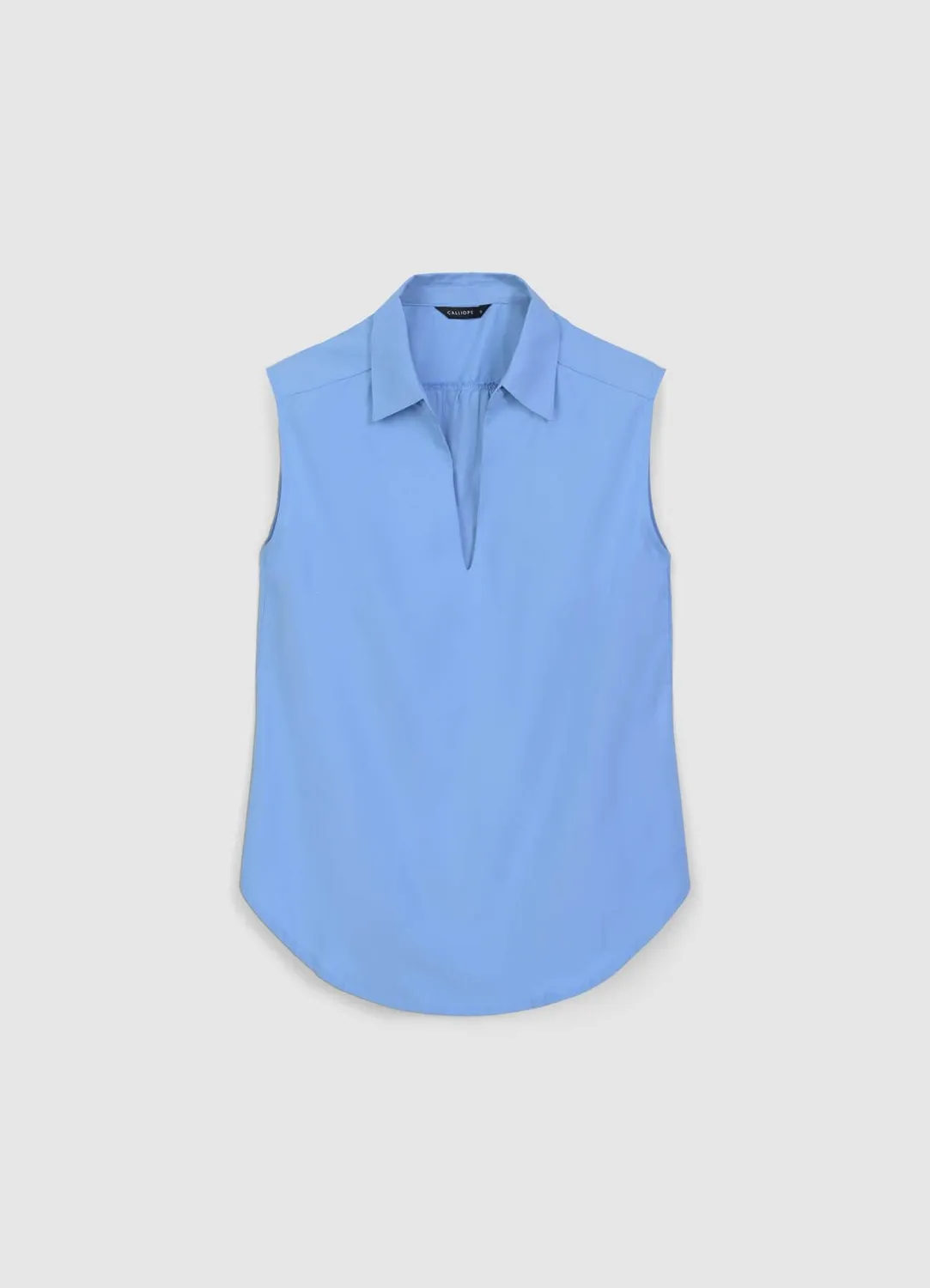 Calliope top femme col chemise sans manches coton