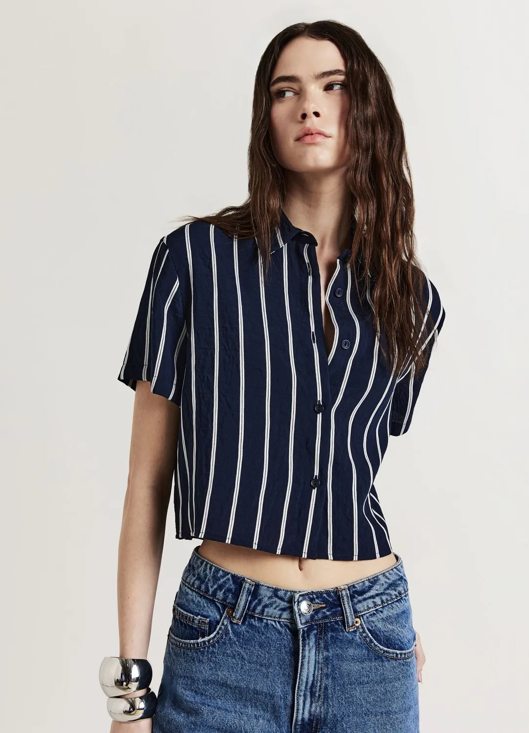 Calliope Chemise rayée femme manches courtes M