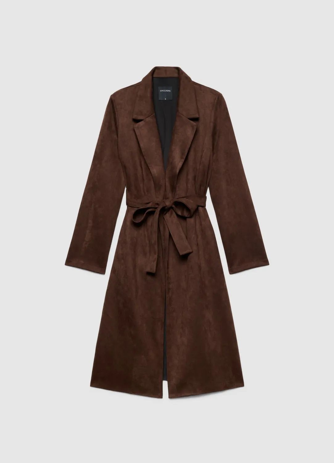 Calliope manteau femme effet suède long à ceinture