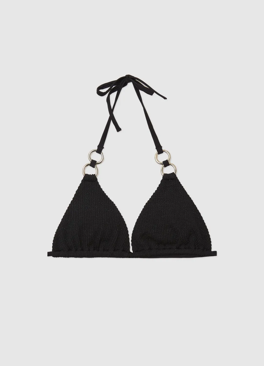 Calliope haut de bikini triangle à anneaux tissu gaufré