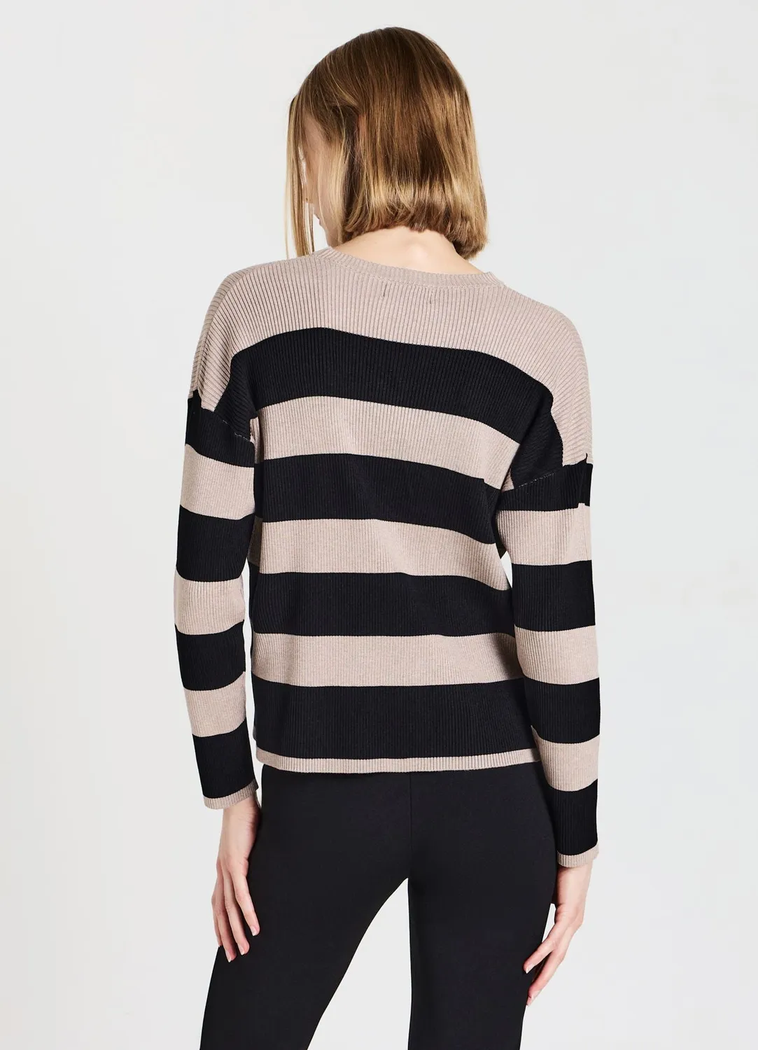 Calliope Pull rayé côtelé manches longues femme