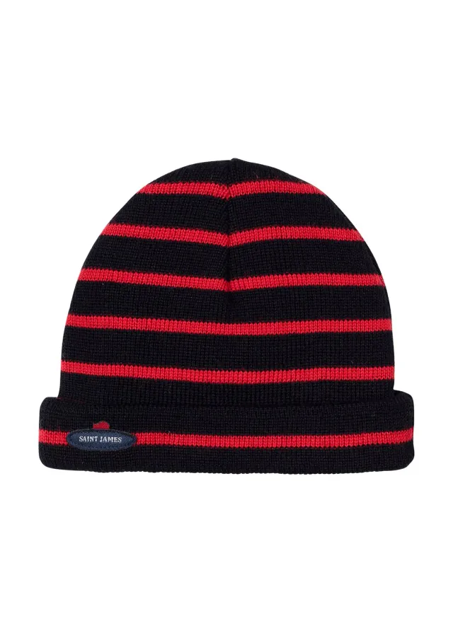 Saint James Cartier bonnet enfant rayé navy tulipe laine