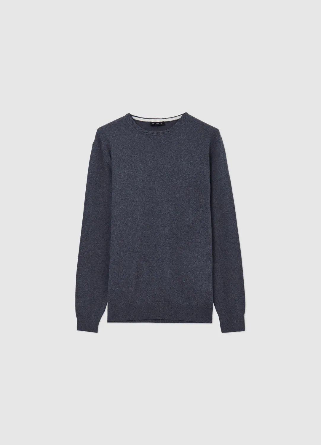 Calliope Pull Col Rond Uni Homme Coton Manches Longues